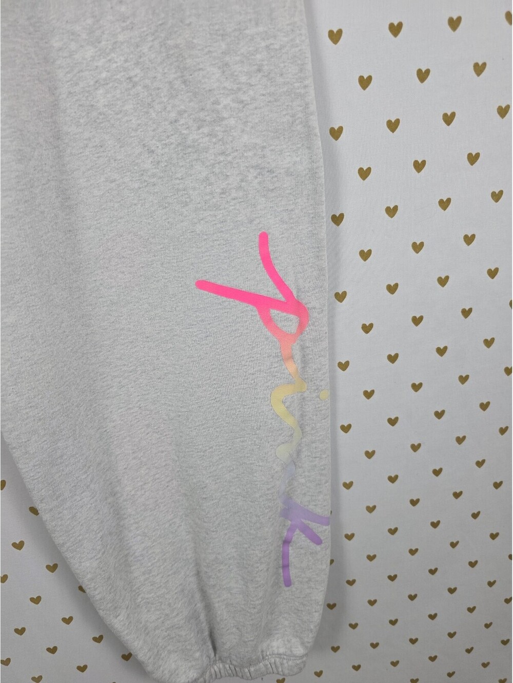 Victorias Secret PINK Rainbow Logo Gradient Sweats sweatpants Grey XXL 2XL - Picture 2 of 6